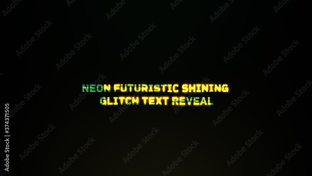 Neon Futuristic Shining Glitch Text Reveal Stock Template | Adobe Stock