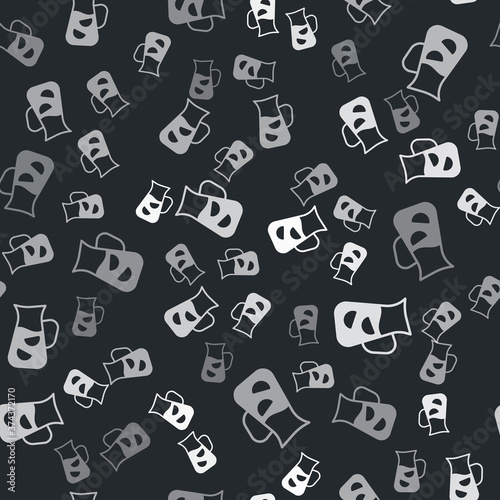 Grey Sangria icon isolated seamless pattern on black background. Traditional spanish drink. Vector.