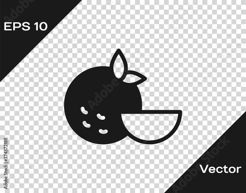 Black Orange fruit icon isolated on transparent background. Vector.