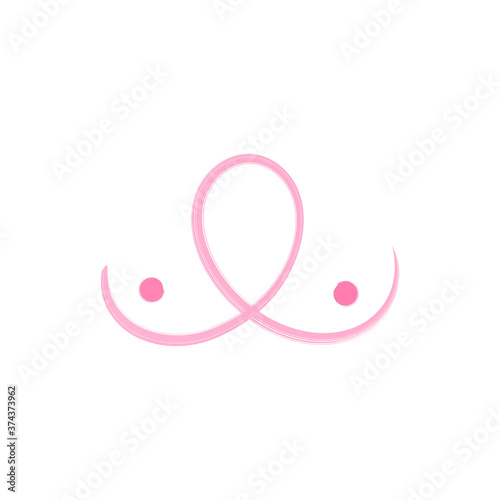 Breast cancer prevention concept. Vector flat illustration. Pink ribbon symbol for october cancer awareness month. Design element for health care banner, poster, web, infographic, logo.