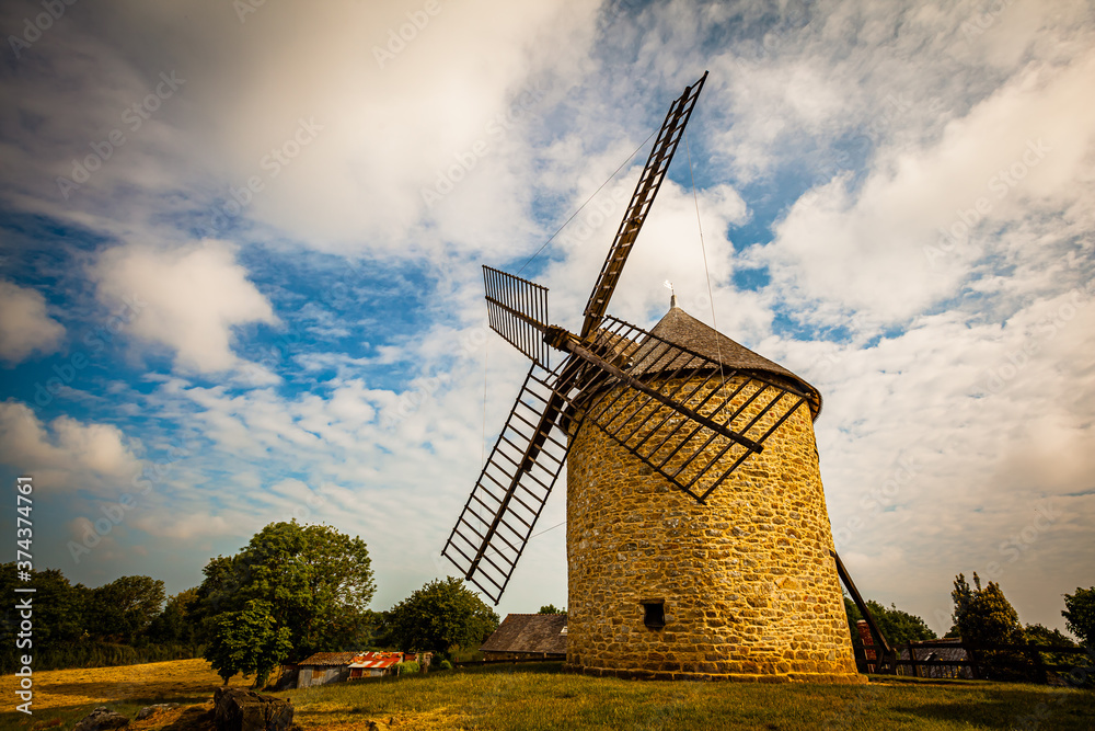 Windmill near Dol-de-Bretagne in Brittany, France
