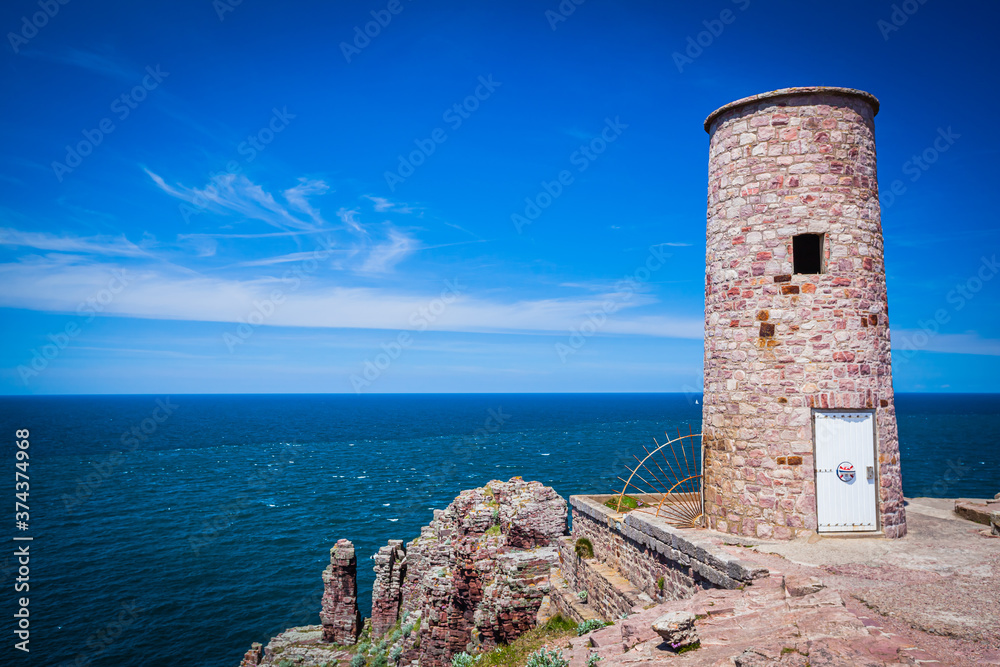 Small lighthouse at Cap Frehel in Brittany, France