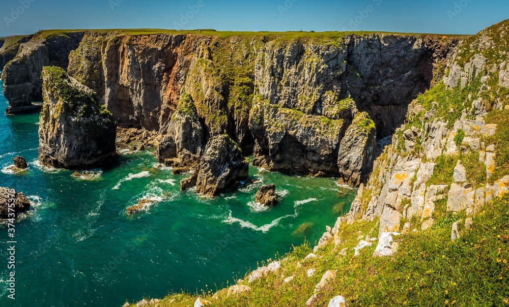 The impressive stacks and stumps along the Pembrokeshire coast, Wales in early summer