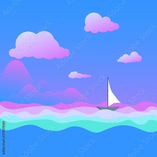 Sailing ship on the sea