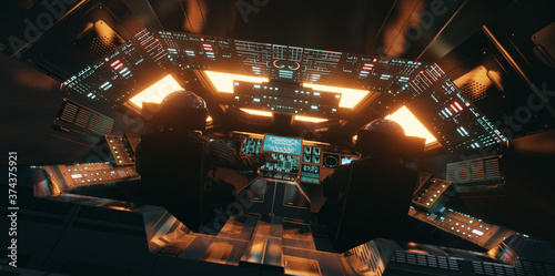 Science fiction spaceship cockpit