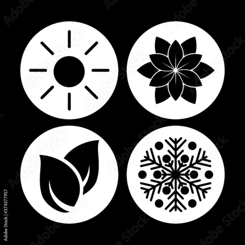 Four seasons symbols concept design isolated on dark background