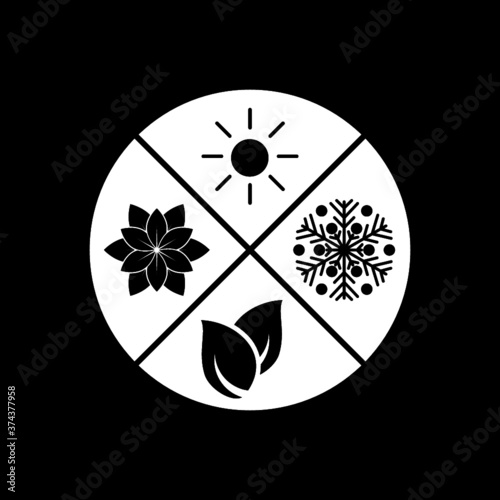 Four seasons symbols concept design isolated on dark background