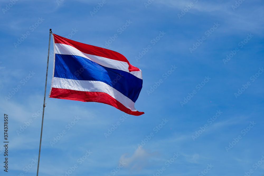 Thai flag and blue sky background