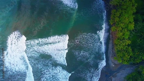 Sea waves by the island, slow motion photo