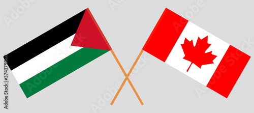 Crossed flags of Palestine and Canada