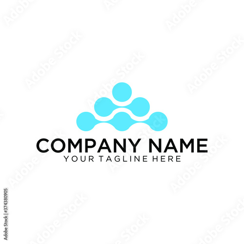 Innovator abstract circles shape group, blue color stylish vector logotype.