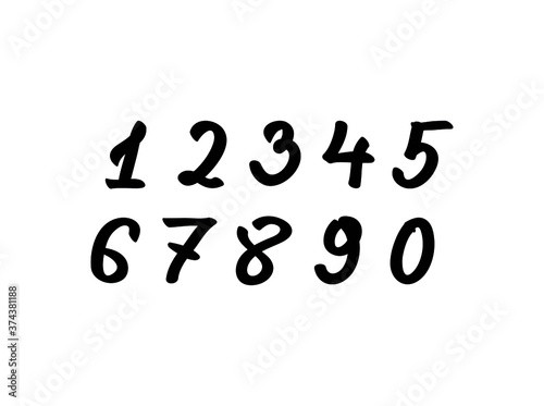 Hand drawn  numbers set collection.Vector simple numbers.
