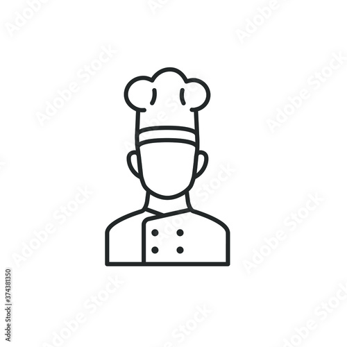 Chef - restaurant line icon with editable stroke. Outline symbol. Vector illustration.