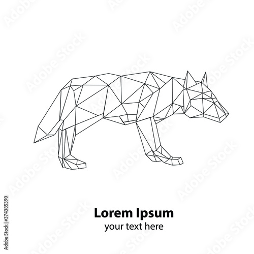 low poly wolf vector model on a white background