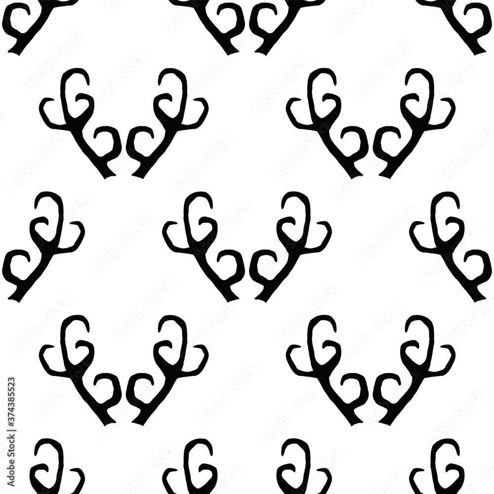 Seamless pattern with deer antlers