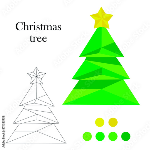 low poly Christmas tree symbol of the new year