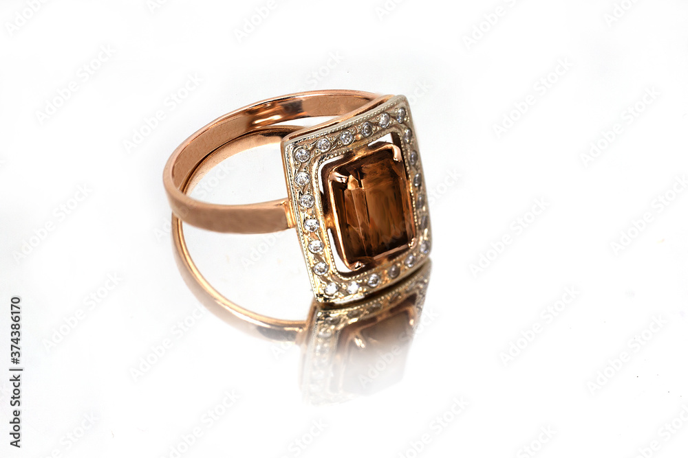 Jewelry gold ring with brown stone Jewelry gold ring with brown stone