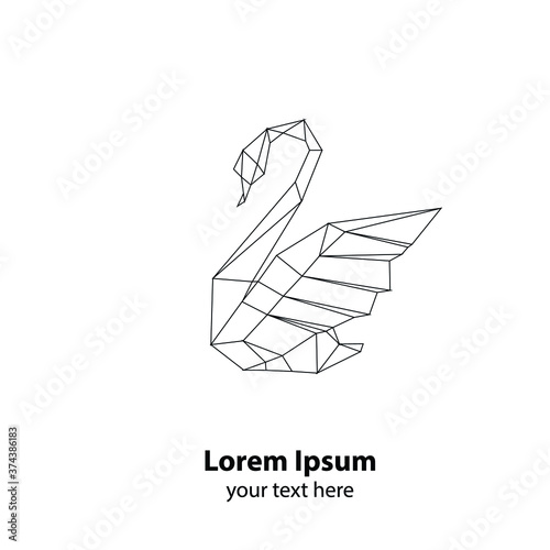 low poly swan vector line model on a white background