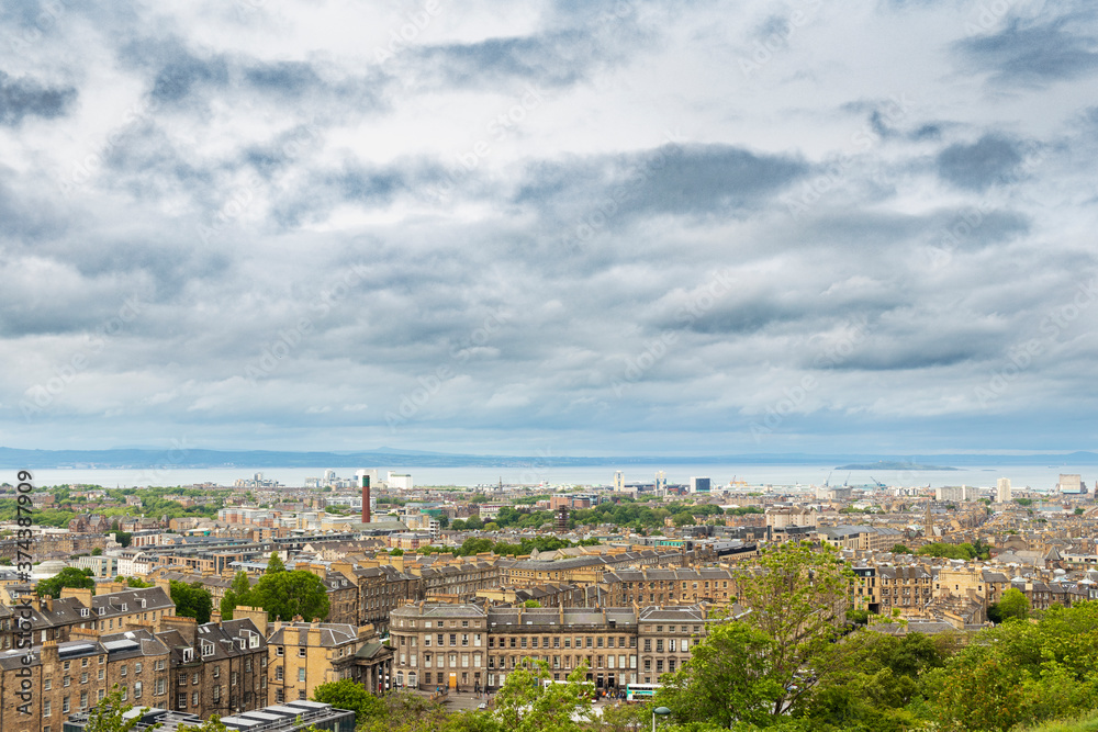 View of the City of Edinburgh, Scotland, United Kingdom from Calton Hill