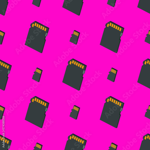 seamless pattern from memory cards on pink background