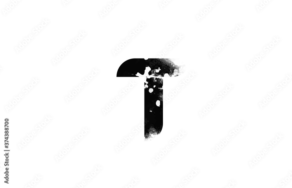 T letter black and white icon logo. Alphabet for business and company with grunge vintage design T letter black and white icon logo. Alphabet for business and company with grunge vintage design