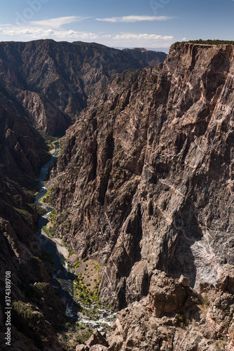 Black Canyon of the Gunnison is a deep gorge, carved out by the Gunnison River. A popular tourist location in southwestern Colorado. 