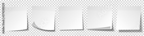 Realistic blank sticky notes. Sheets of note papers. Paper reminder. Vector illustration.