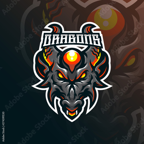 dragon mascot logo design vector with modern illustration concept style for badge, emblem and tshirt printing. head dragon illustration for sport team.