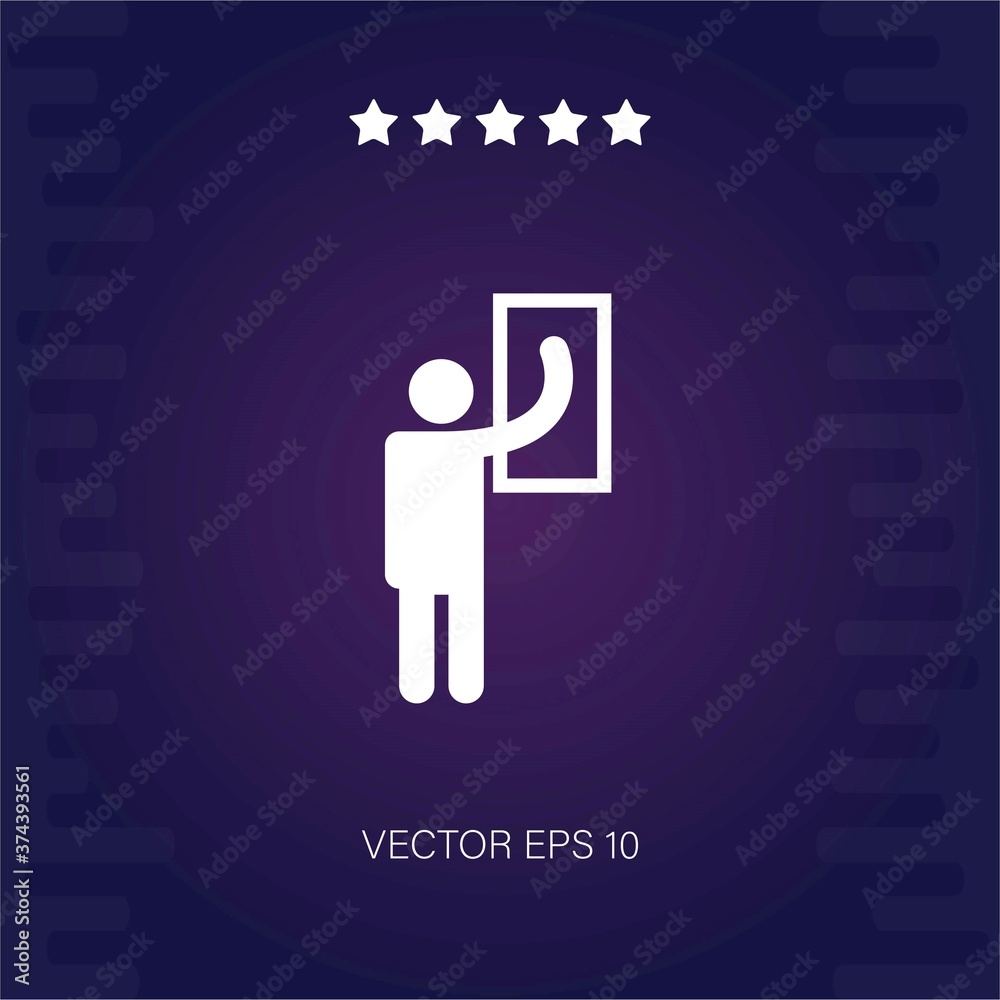 man standing silhouette cleaning a window vector icon modern illustration man standing silhouette cleaning a window vector icon modern illustration