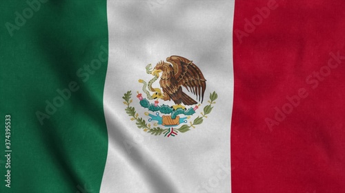 The national flag of Mexico is flying in the wind. 3d rendering