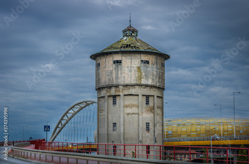 old tower near football stadium gdansk photo