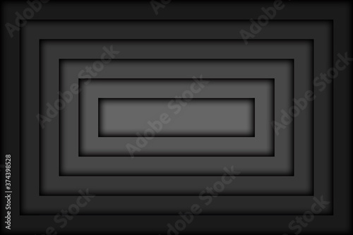 Dark simple modern background vector teplate. Black rectangle overlapped layers. Futuristic square illustration