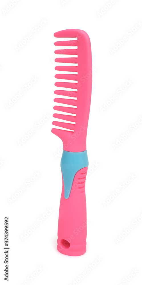 Pink comb for hairstyle isolated on white background Pink comb for hairstyle isolated on white background