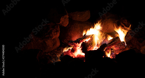 Small campfire at night