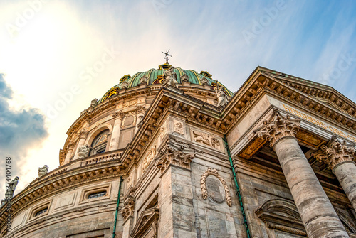 Photography Exterior view of the Frederik's Church (Frederiks Kirke) known as The Marble Church (Marmorkirken), an Evangelical Lutheran church in Copenhagen, Denmark, built in the XVIII century in Rococo style