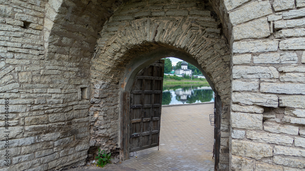 Pskov, Russia. 
Gate to the complex of fortifications on the banks of the Velikaya River