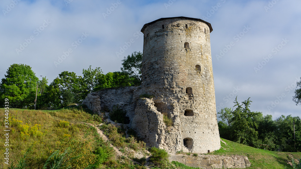 Gremyachaya tower on Gremyachaya hill in Pskov on the Bank of the Pskova river