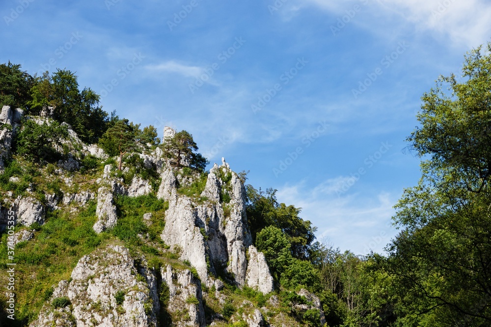 Ojcow National Park near Krakow in Lesser Poland. Rock and beautiful sky