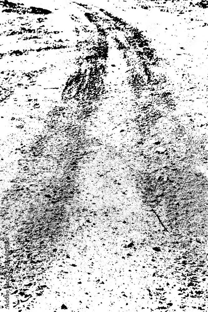 Fototapeta premium Weathered concrete wall. Rustic stone grit texture. Black stains and noise for distressed effect. Old worn vintage overlay. White paint brushed stroke. Monochrome old concrete wall background