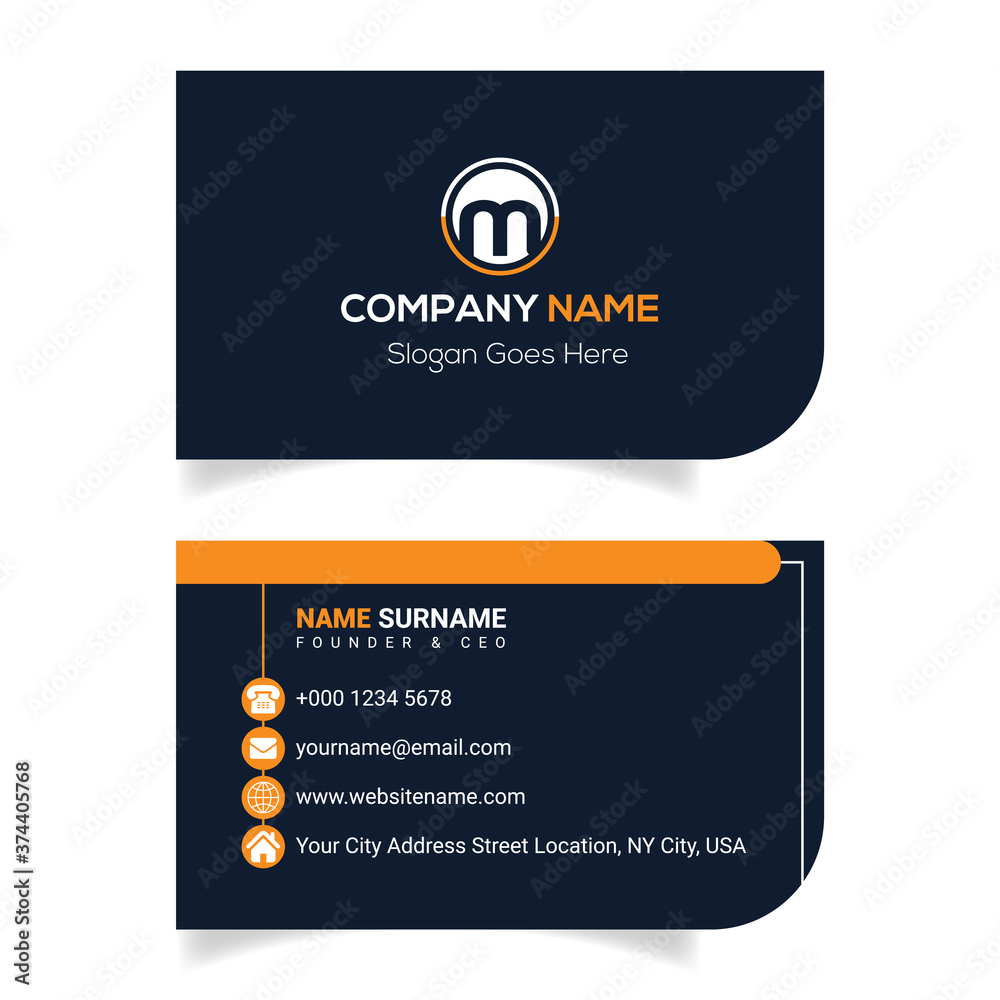 Obraz premium Minimal Rounded business card design vector template