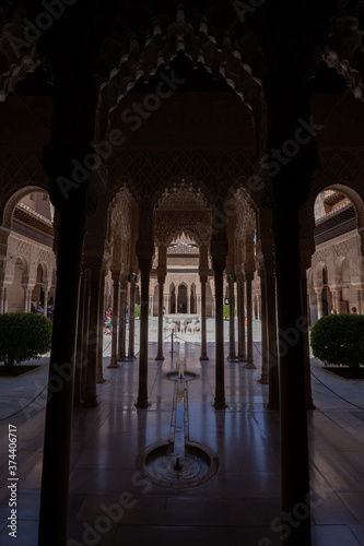 a beautiful sunny day in Granada, Spain at the Alhambra historical building 