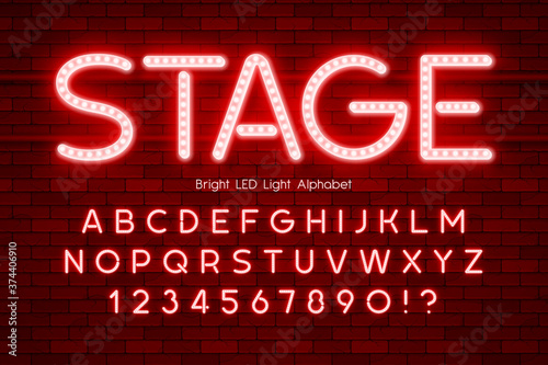 LED light 3d alphabet, extra glowing modern type.