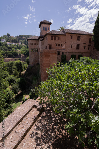 a beautiful sunny day in Granada, Spain at the Alhambra historical building 