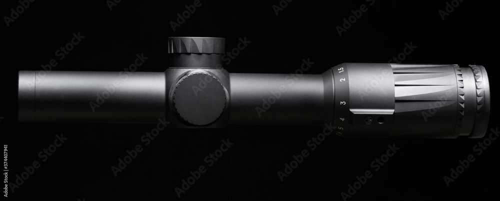Fototapeta premium Rifle scope on a dark background