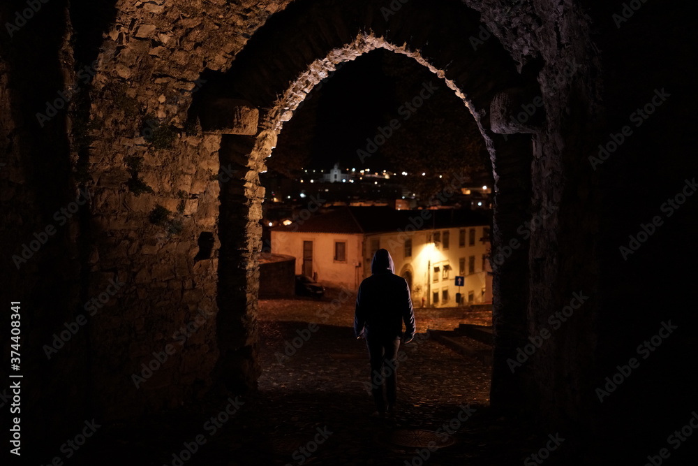 Street of Braganza, historical city of Portugal. Europe