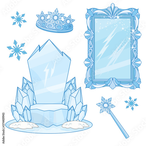 Snow Queen Accessories isolated on white background