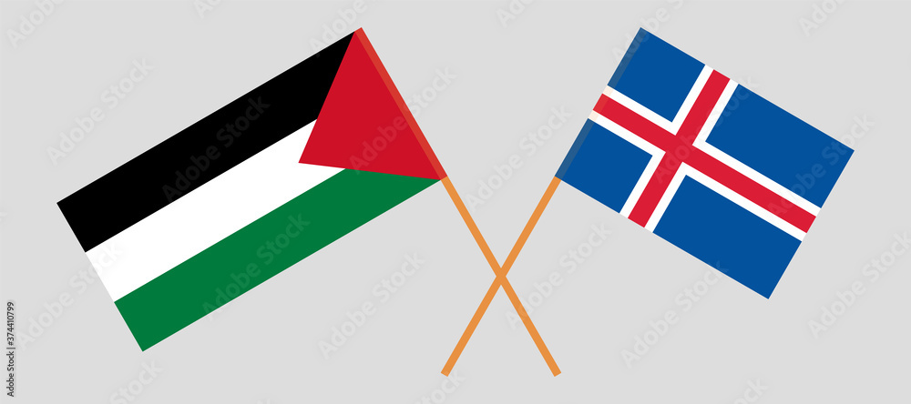 Crossed flags of Palestine and Iceland Stock Vector | Adobe Stock