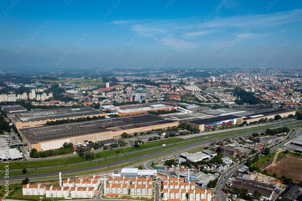 Vista aérea da fábrica da Volkswagem