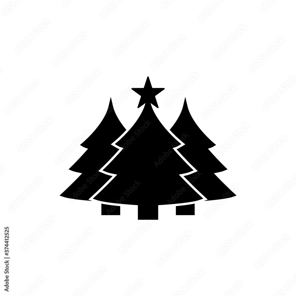 Fototapeta premium Christmas tree icon, logo isolated on white background