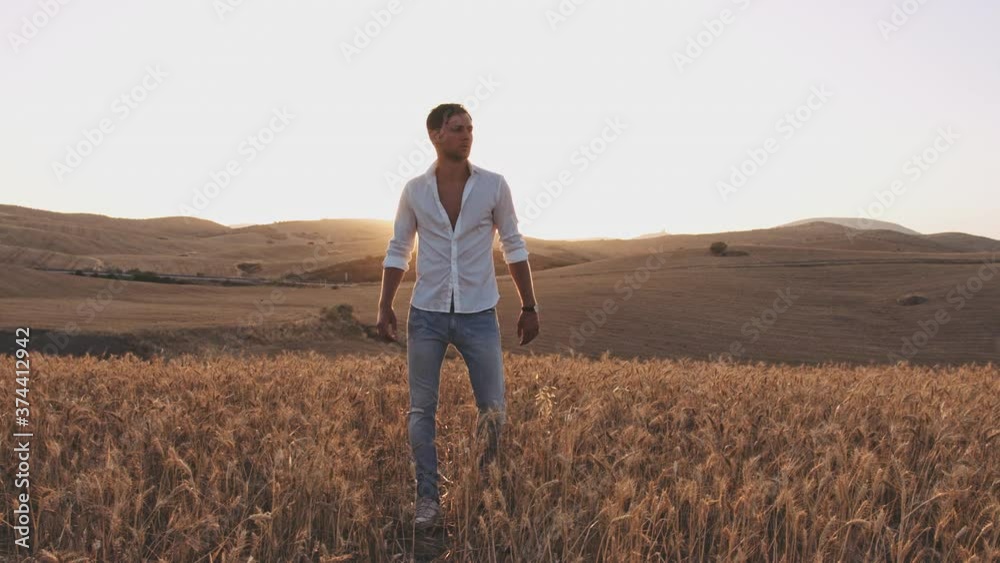 Attractive Model Removing Shirt in Middle of Wheat Field on a Hot Summer Day Attractive Model Removing Shirt in Middle of Wheat Field on a Hot Summer Day